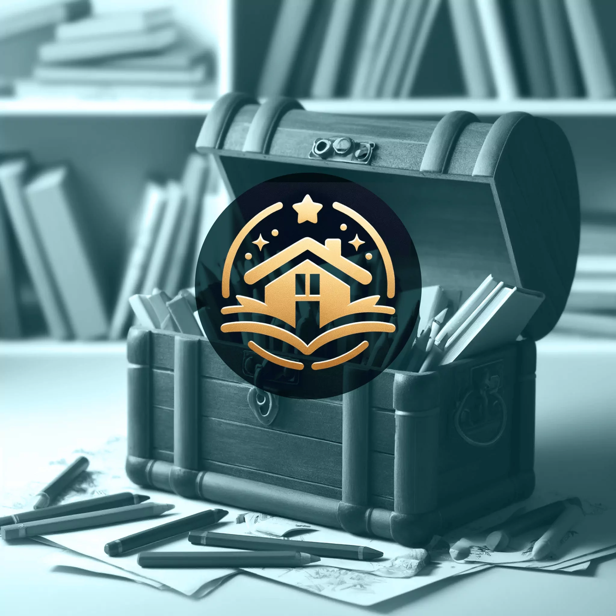 Box of pencils and Tao House award stamp.